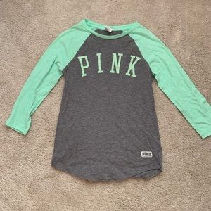 Mint Green Baseball T-shirt PINK